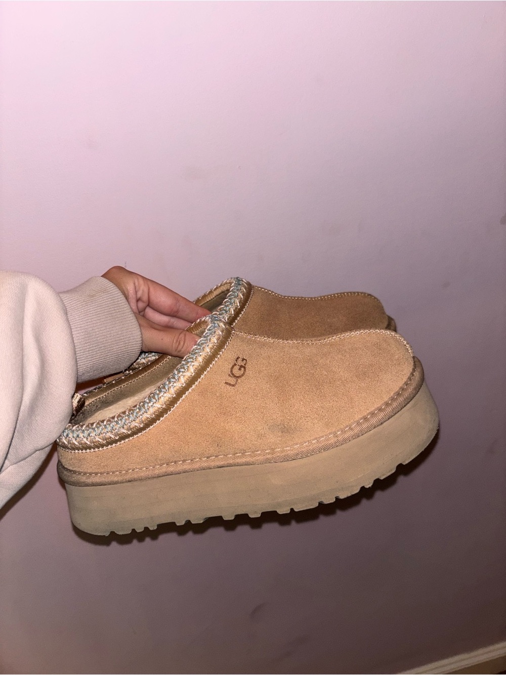 UGG Tan Suede Platform Slip-On Clog